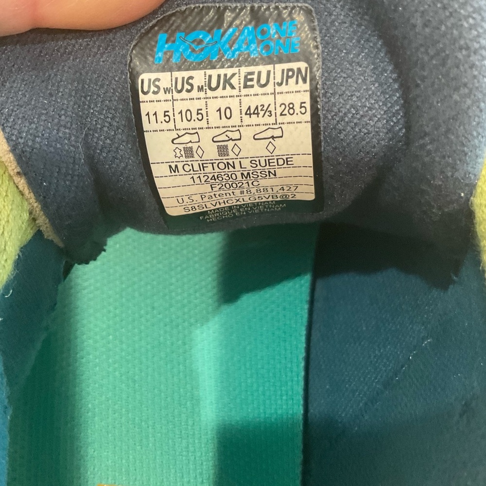 🌹🌹Hoka One One Clifton 9 Suede Multicolor Lightweight Sneakers, Size 10.5 - Picture 9 of 11